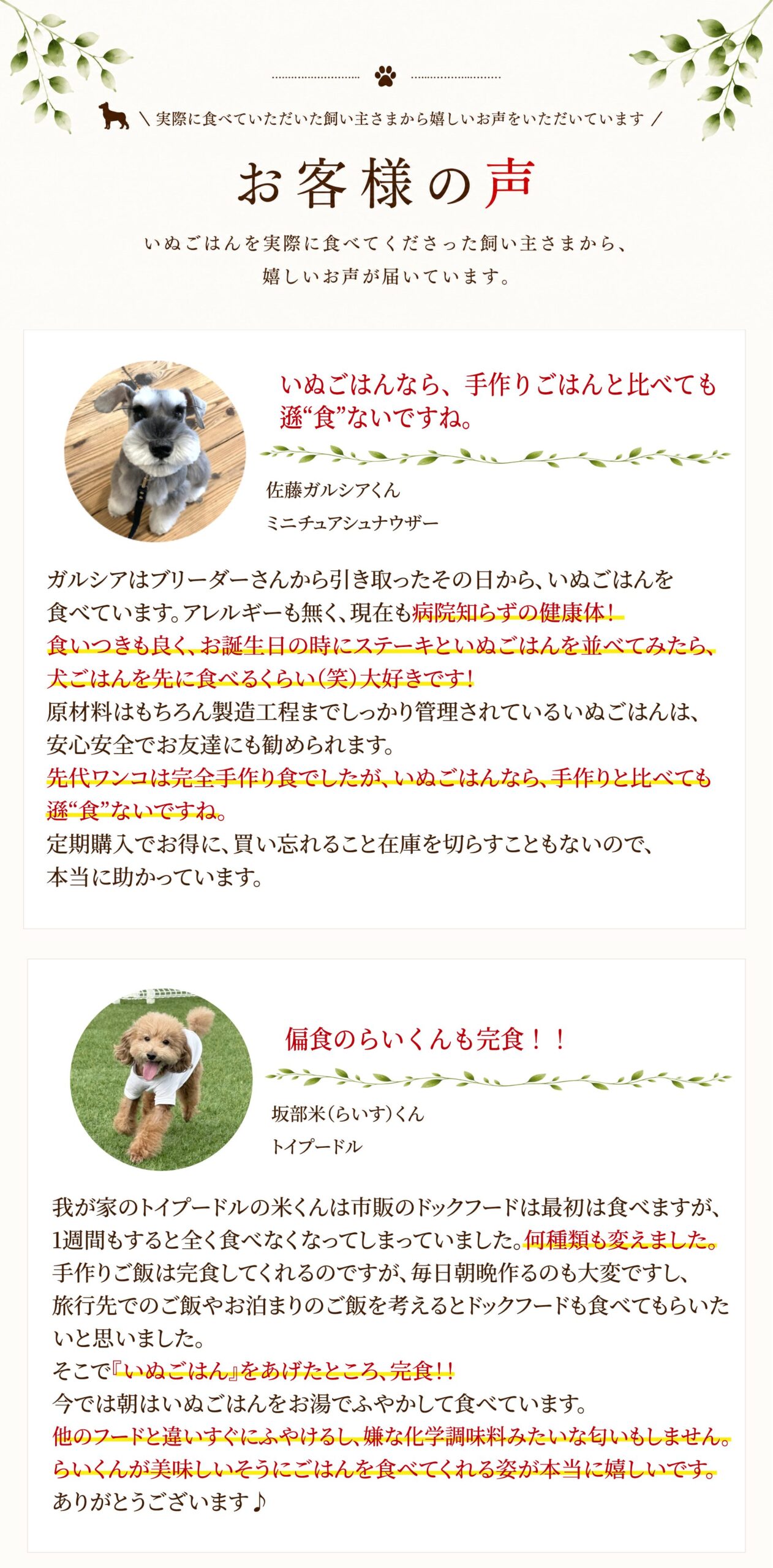お客様の声1